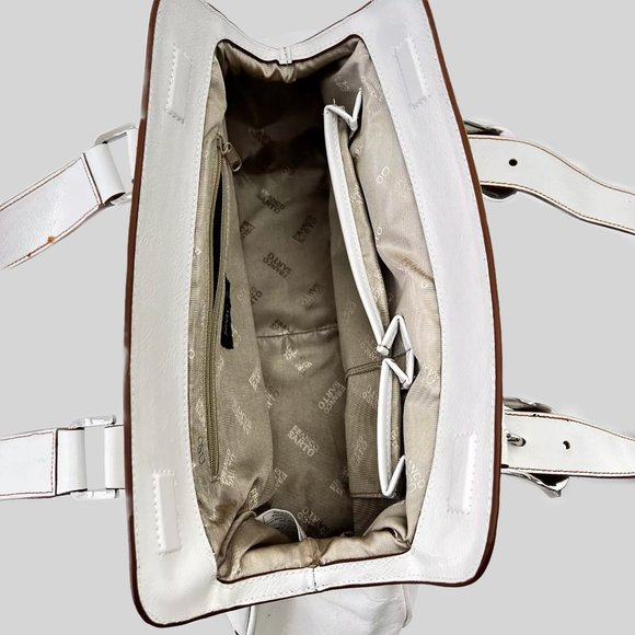FRANCO SARTO Genuine Textured Leather Off White Satchel Handbag - Picture 8 of 16